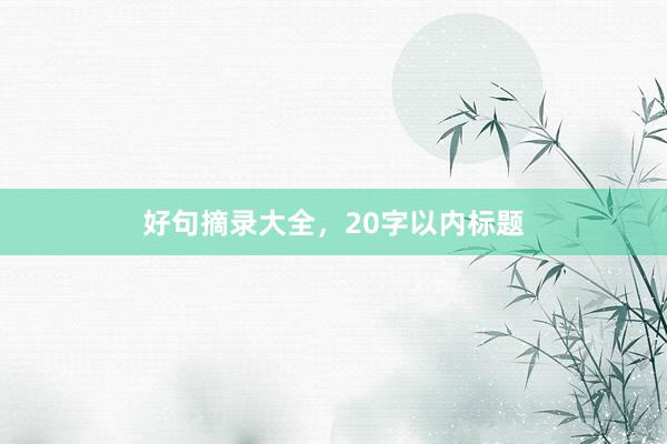 好句摘录大全，20字以内标题